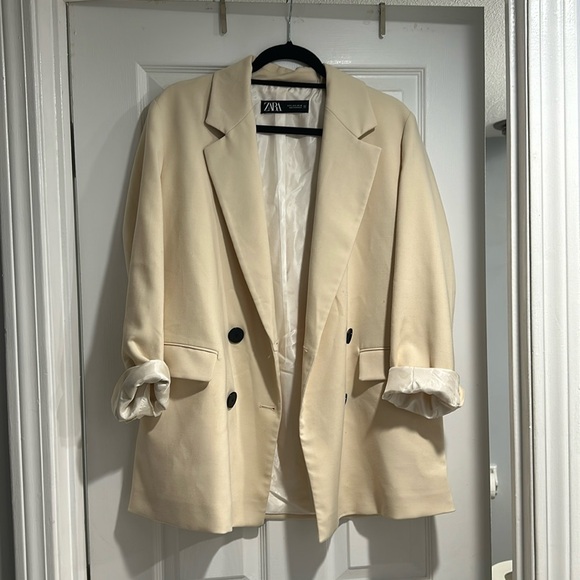 Zara Oversized Cream Blazer Small - Picture 1 of 4